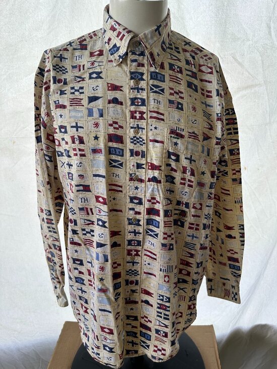 Tommy Hilfiger Other - Vintage Tommy Hilfiger Nautical Flags Design Men's LS Button Front Shirt Medium